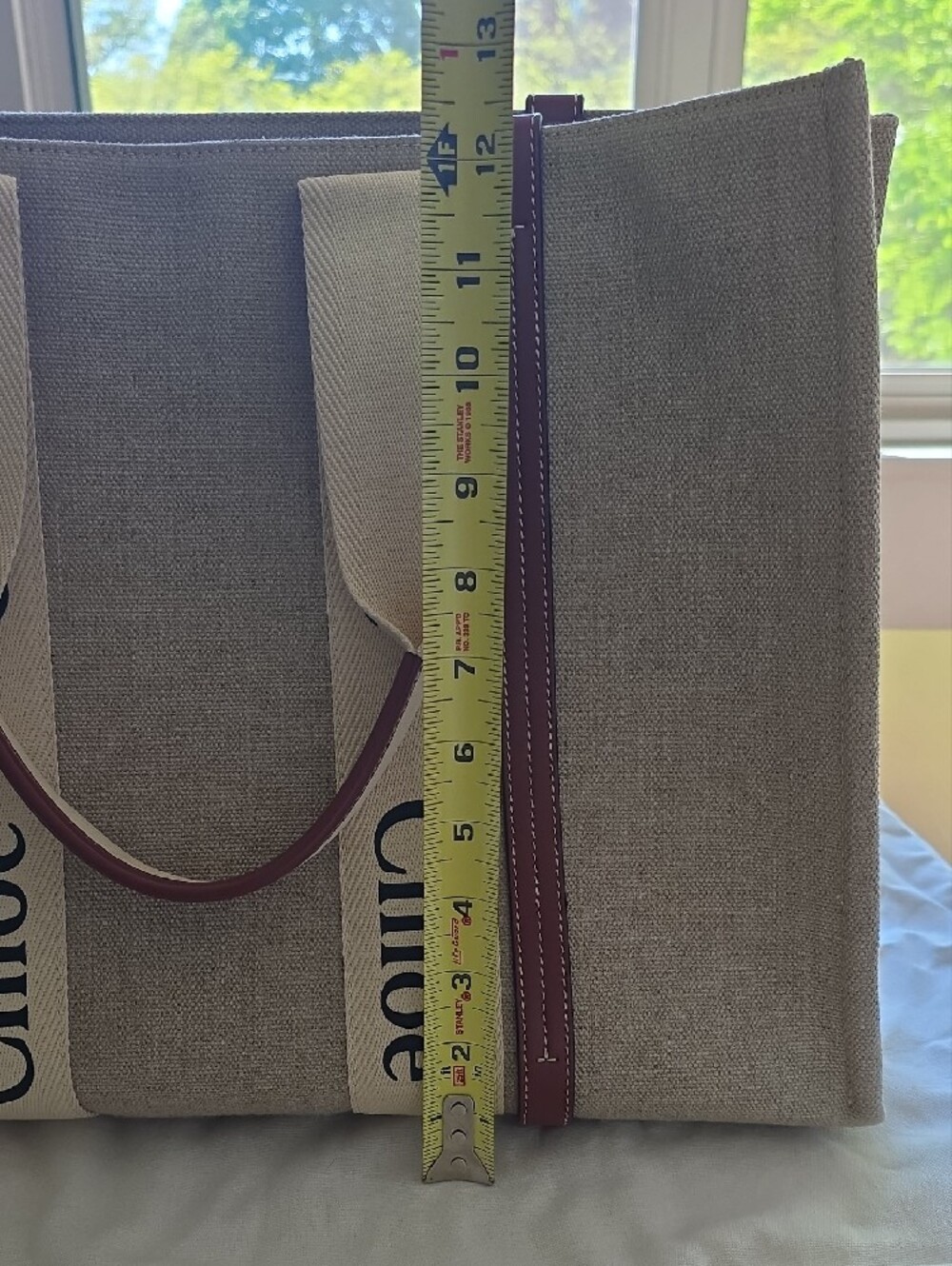Chloé Beige Canvas Tote with Logo Straps and Brown Trim Large With Dust Bag - Picture 7 of 12